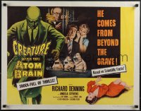 6g0419 CREATURE WITH THE ATOM BRAIN 1/2sh 1955 cool sci-fi art of dead man stalking his prey!