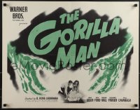 6g0444 GORILLA MAN style B 1/2sh 1942 cool horror art of green hand attacking pretty Ruth Ford, rare!
