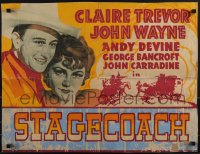 6g0496 STAGECOACH Other Company 1/2sh 1939 John Wayne, Trevor, stage & horses, John Ford, ultra rare!