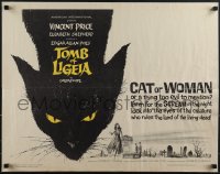6g0504 TOMB OF LIGEIA 1/2sh 1965 Vincent Price, Roger Corman, Edgar Allan Poe, cool black cat art!