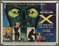 6g0524 X: THE MAN WITH THE X-RAY EYES 1/2sh 1963 Ray Milland strips souls & bodies, cool art!