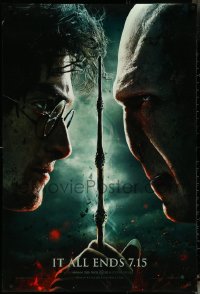 6g0829 HARRY POTTER & THE DEATHLY HALLOWS PART 2 teaser DS 1sh 2011 Radcliffe & Fiennes face-off!
