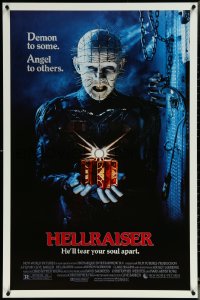 6g0832 HELLRAISER 1sh 1987 Clive Barker, great image of Pinhead, he'll tear your soul apart!