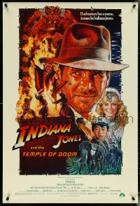 6g0841 INDIANA JONES & THE TEMPLE OF DOOM 1sh 1984 Harrison Ford, Kate Capshaw, Drew Struzan art!