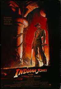 6g0840 INDIANA JONES & THE TEMPLE OF DOOM 1sh 1984 adventure is Harrison Ford's name, Wolfe art!