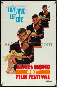 6g0849 JAMES BOND 007 FILM FESTIVAL 1sh 1976 McGinnis art of Roger Moore, Live and Let Die!