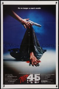 6g0888 MS. .45 1sh 1981 Abel Ferrara cult classic, cool body bag image and bloody hand!