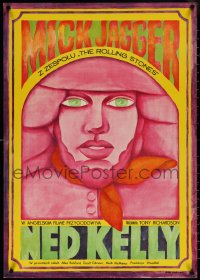 6g0741 NED KELLY Polish 23x33 1973 Mick Jagger as legendary Australian bandit, Ihnatowicz art!