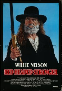 6g0916 RED-HEADED STRANGER 1sh 1986 great close up art of Willie Nelson with rifle by Tanenbaum!