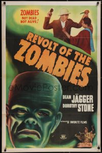 6g0922 REVOLT OF THE ZOMBIES 1sh R1947 cool artwork, they're not dead and they're not alive!