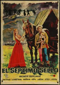 6g0694 SEVENTH SEAL Spanish 1960 Ingmar Bergman, family w/ death in background by Jano, ultra rare!