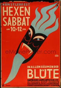 6g0039 HEXENSABBAT 33x47 German special poster 1930s Roman Feldmeyer art of demon mask, ultra rare!