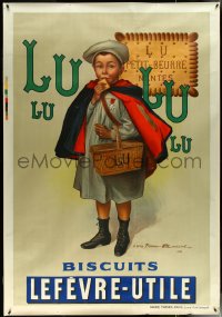 6g0049 LEFEVRE-UTILE 50x71 French advertising poster 1930s schoolboy eating biscuit, ultra rare!