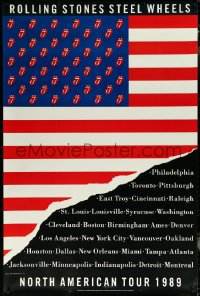 6g0017 ROLLING STONES 40x60 music poster 1989 Steel Wheels tour, U.S. flag and lips, Mick Jagger!
