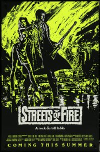6g0964 STREETS OF FIRE advance 1sh 1984 Walter Hill, Riehm yellow dayglo art, a rock & roll fable!