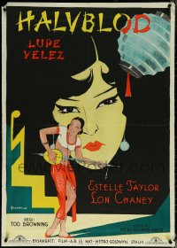 6g0118 WHERE EAST IS EAST Swedish 1929 art of sexy Lupe Velez by Eric Rohman, different & rare!