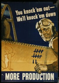 6g0133 MORE PRODUCTION 29x40 WWII war poster 1942 fighter pilot will knock 'em out, ultra rare!