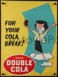 6g0290 DOUBLE COLA COMPANY 2 18x24 advertising posters 1960s art of happy people on clouds, rare!