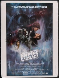 6h0502 EMPIRE STRIKES BACK linen 30x40 1980 Star Wars, classic Gone With The Wind style art by Kastel!