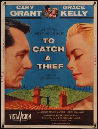 6h0234 TO CATCH A THIEF style Z 30x40 1955 c/u of Grace Kelly & Cary Grant, Alfred Hitchcock, rare!