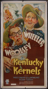 6h0319 KENTUCKY KERNELS linen 3sh 1934 art of Bert Wheeler & Robert Woolsey with cowboy hats, rare!