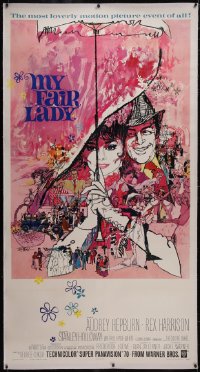 6h0323 MY FAIR LADY linen 3sh 1964 classic art of Audrey Hepburn & Rex Harrison by Bob Peak!