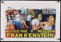 6h0454 I WAS A TEENAGE FRANKENSTEIN linen Belgian 1957 wonderful art of monster + grabbing sexy girl!