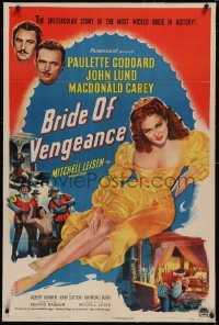 6h0770 BRIDE OF VENGEANCE linen 1sh 1949 full-length sexy Paulette Goddard as evil Lucretia Borgia!
