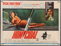 6h0575 HOMICIDAL linen British quad 1961 William Castle's story of a psychotic female killer, rare!