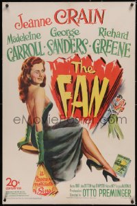 6h0822 FAN linen 1sh 1949 full-length art of sexy Jeanne Crain, Otto Preminger directed, Oscar Wilde!