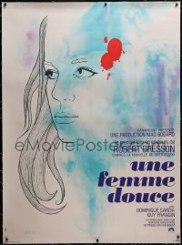 6h0375 UNE FEMME DOUCE linen French 1p 1969 Robert Bresson, Dostoyevski, wonderful art by Chica!