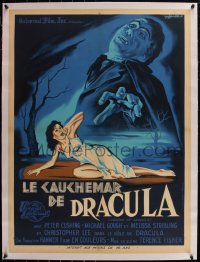 6h0585 HORROR OF DRACULA linen French 24x32 1959 Noel art of vampire Christopher Lee, ultra rare!
