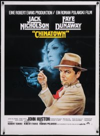 6h0521 CHINATOWN linen German 1974 Roman Polanski directed classic, cool art of Nicholson by Amsel!