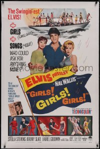 6h0840 GIRLS GIRLS GIRLS linen 1sh 1962 Elvis Presley, Stella Stevens & boat full of sexy girls!