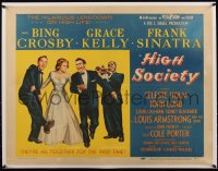 6h0180 HIGH SOCIETY style B 1/2sh 1956 Frank Sinatra, Bing Crosby, Grace Kelly & Louis Armstrong!