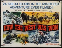 6h0483 HOW THE WEST WAS WON linen style A 1/2sh 1964 great Reynold Brown art of John Ford epic!