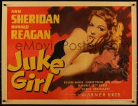 6h0183 JUKE GIRL 1/2sh 1942 c/u of sexy Ann Sheridan reclining & kissing Ronald Reagan, ultra rare!
