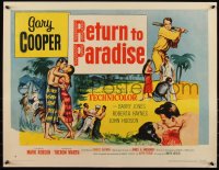 6h0272 RETURN TO PARADISE style A 1/2sh 1953 art of Gary Cooper, from James A. Michener's story!