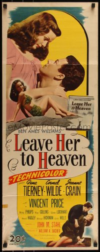 6h0283 LEAVE HER TO HEAVEN insert 1945 sexy evil Gene Tierney, Cornel Wilde, pretty Jeanne Crain!