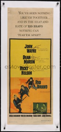 6h0423 RIO BRAVO linen insert 1959 John Wayne, Ricky Nelson, Dean Martin, Walter Brennan, Howard Hawks