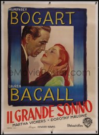 6h0379 BIG SLEEP linen Italian 1p 1947 different art of Humphrey Bogart & Lauren Bacall, ultra rare!