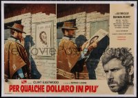 6h0449 FOR A FEW DOLLARS MORE linen Italian 19x26 photobusta 1967 Clint Eastwood with wanted poster!