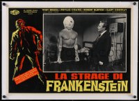 6h0446 I WAS A TEENAGE FRANKENSTEIN linen Italian 19x27 pbusta 1958 monster with Bissell, ultra rare!