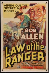 6h0884 LAW OF THE RANGER linen 1sh 1937 art of Bob Allen wiping out the secret night riders, rare!