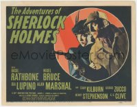 6h0135 ADVENTURES OF SHERLOCK HOLMES TC 1939 c/u of Basil Rathbone w/ gun & Ida Lupino, ultra rare!