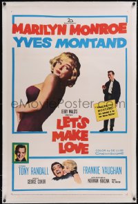 6h0890 LET'S MAKE LOVE linen 1sh 1960 sexy Marilyn Monroe shown twice, Yves Montand & Tony Randall!