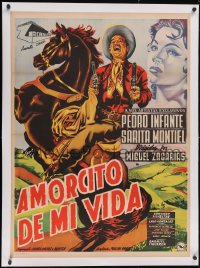 6h0638 AHI VIENE MARTIN CORONA linen Mexican poster 1952 Amorcito de mi Vida, Spanish export design!