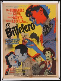 6h0664 EL BILLETERO linen Mexican poster 1953 boy reunites with his father, Vidal art, ultra rare!