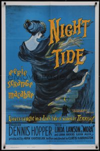 6h0116 NIGHT TIDE style B 1sh 1963 great completely different Gary art, eerie, strange, macabre!