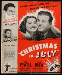 6h0194 CHRISTMAS IN JULY pressbook 1940 classic Preston Sturges with Dick Powell & Drew, ultra rare!
